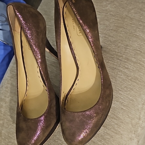COACH metallic two-toned soft suede pumps - Picture 2 of 4